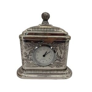 Andrea by Sadek Desk Clock Chinoiserie Triangular Trinket Tea Box Caddy